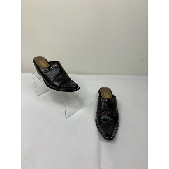 Victoria Spencer Womens 6M Brown Ranger Mule Heel Studded Slip On Clog Shoes - Picture 1 of 11